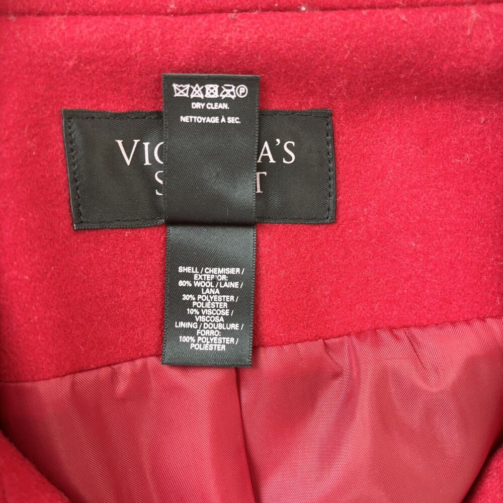 Victoria’s Secret Womens Red Pea Coat Size 12 Wool Blend Double Breasted Classic - Picture 12 of 15